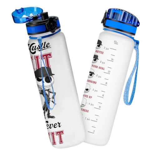 GEPOSTORE Skeleton Halloween Water Bottle 32oz Gifts for Him Men Boyfriends