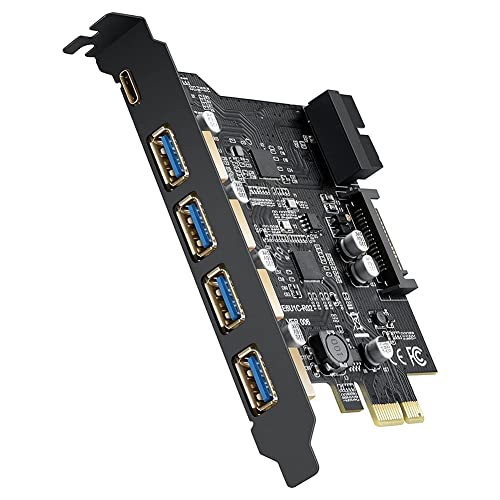 Carte PCI-E vers USB 3.0 avec 4 ports Type A et 1 Type C pour PC de bureau