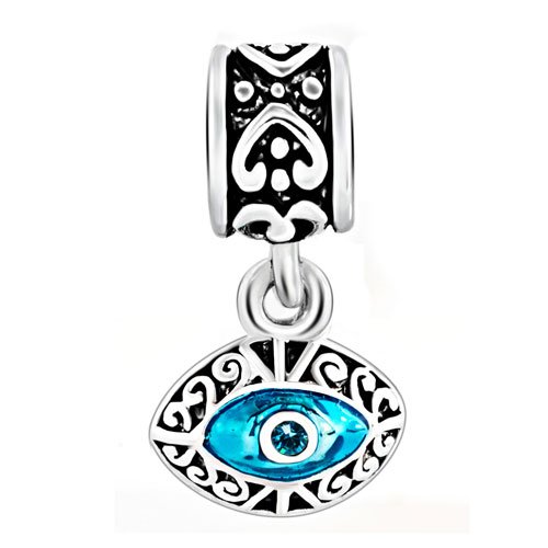 Abalorio azul de mal de ojo de plata para pulsera Pandora
