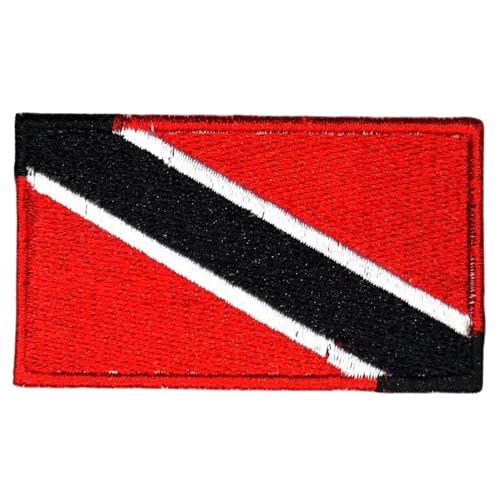 Écusson brodé à thermocoller ou à coudre sur motif drapeau de la Trinité-et-Tobago - 7 x 4 cm - Drapeau de la Trinité-et-Tobago - Écusson souvenir de voyage - Pour veste, sac à dos, chapeau et loisirs