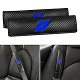 REMOCH for Challenger Seat Belt Covers for Charger Seat Belt Pads for Dodge Accessories Durango Journey Car Seatbelt Covers Leather Seatbelt Shoulder Strap Cushion (2 Pcs, Blue Stitches)