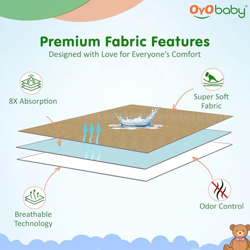 OYO BABY - Quickly Dry Super Soft Waterproof and Reusable Mat/Underpad/Absorbent Sheets/Mattress Protector (Medium, OYO BABY Beige)