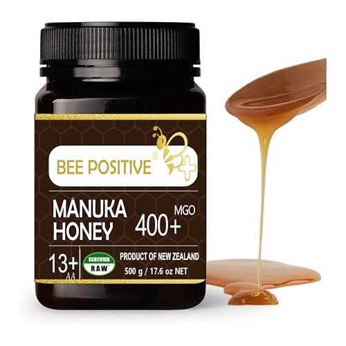 Image of Certified MGO 400+ RAW Manuka Honey | Premium Grade 13+ | 100% Natural Pure Organic New Zealand Honey | Unprocessed & Unpasteurized | Packed in New Zealand by BEE POSITIVE | (500G)