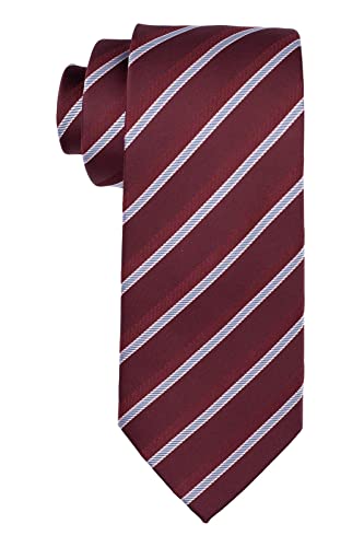 The Tie Hub Burgundy & Blue Striped Microfiber Necktie | Classic ...