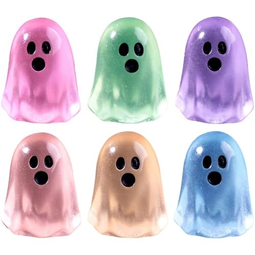 Haowul 50 Stück Leuchtende Halloween-mini-geisterfiguren Aus Kunstharz, Die Im Dunkeln Leuchten, Winzige Kleine Geisterstatuen, Miniaturfiguren Für Halloween, Basteln, Vasenfüller, Mikrolandschaft,