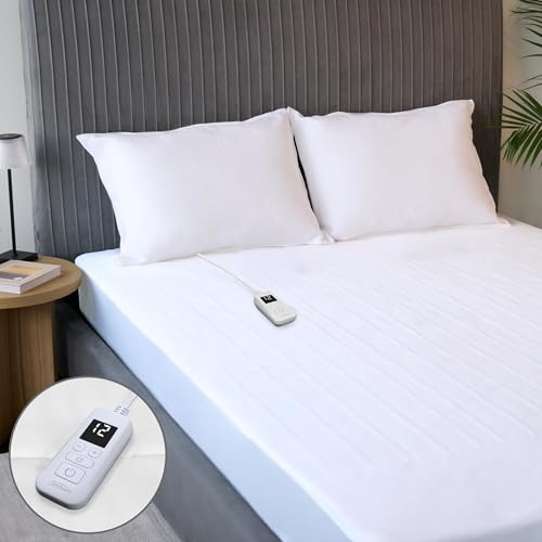 Sunbeam Electric Heated Mattress Pad Full 75' x 54' 12 Heat Settings 12-Hour Auto Shut-Off Fast...