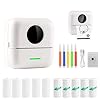 PRINHSJI Mini Pocket Bluetooth Inkless Sticker Printer-Portable Thermal Printer with 10 Rolls Thermal Paper and Stickerfor Android or iOS APP,Portable Receipt Printer for Photo Journal Notes Memo