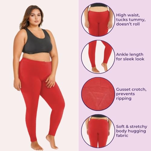 Image of Adira | Plus Size Leggings for Women | Plus Size Leggings for Women | High Waist | Ankle Length | Soft Cotton & Elastane Blend | Non-See-Through | Gusset Crotch Prevents Ripping