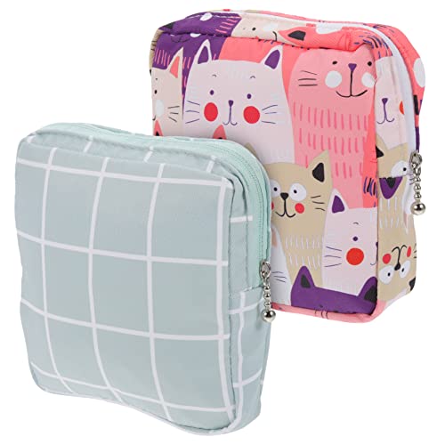 PLAFOPE 2個 生理用ナプキン収納袋 再利用可能 トイレタリーバッグ 最初 ポーチ しましょう 月経パッドバッグ ナプキンストレージバッグ ポータブルバッグ 装飾期間バッグ 純綿