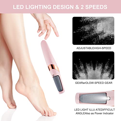 Aoowu Electric Foot File, Usb Rechargeable Feet Callus Remover With 2 Speed Of Replacement Rollers & Led Lights, Professional Hard Skin Remover Foot Care Tools For Cracked Heels Calluses & Dead Skin #TOP2