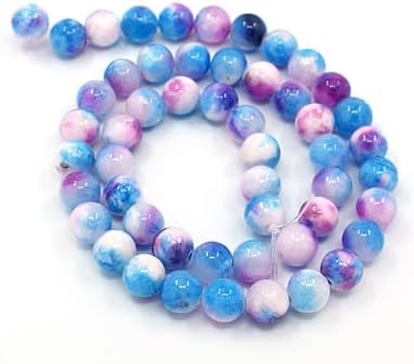 Miniatura 2 de Spritewelry 50 cuentas de jade persa natural de 0.315 pulgadas (0.315 in), cuentas espaciadoras sueltas redondas teñidas de color azul cielo