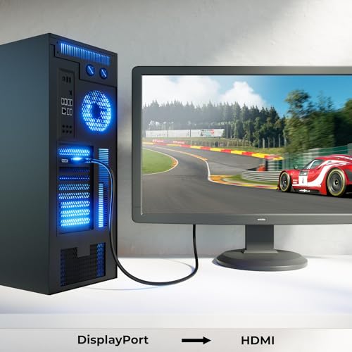 deleyCON 3,0m 4K DisplayPort a HDMI Cable 4K@60Hz (Para Monitor HDMI) Adaptador Enchufe de Aluminio FullHD UHD HDR - Para PC Ordenador Tarjeta Gráfica Monitor TV Proyector - imagen 7