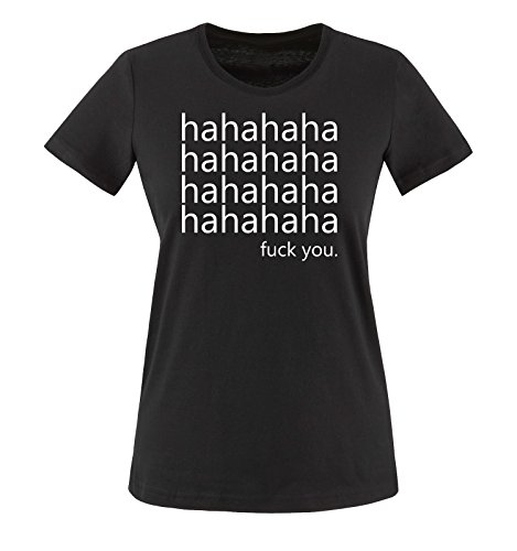 Comedy Shirts - Haha. Fuck You - Femmes T-Shirt - Noir/Blanc Taille L Cover