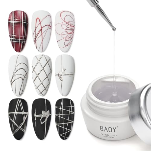 GAOY Spider Gel for Nail Art Clear Elastic Gel Nail Polish for Painting Line Design No Wipe UV Light Cure