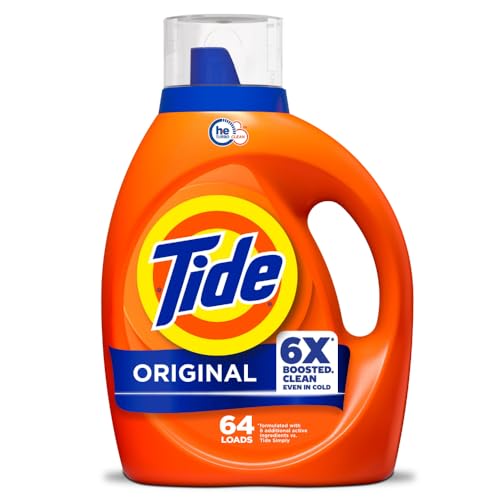 Tide Liquid Laundry Detergent, Original Scent, 80 fl oz, 64 Loads, Boosted Clean Even in Cold Water with Concentrated Washing Soap