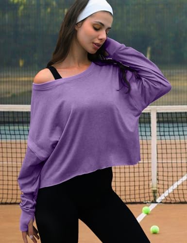 Image of UNIANKIYA Open Back Workout Tops for Women Long Sleeve Cropped Athletic Clothes Gym Running Yoga Low Impact Sports T Shirts
