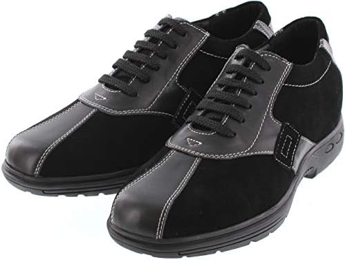 TOTO Men's Invisible Height Increasing Elevator Shoes - Black Premium Leather Lace-up Casual Fashion Sneakers - 2.6 Inches Taller - V0505A - Size 7 D(M) US | Image 2