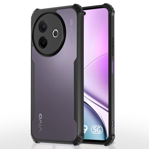 Image of Pikkme Back Cover for Vivo Y39 5G | Ultra Hyrbid | Full Camera Protection | Raised Edge | Crystal Clear Transparent Bumper Case (Black)