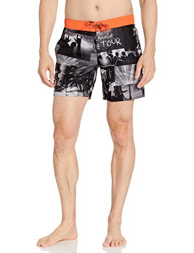 A|X Armani Exchange Men's Rock Concert Boardshort Swim Trunk, Bianco/Stripconce.Rock-White/Conc.Rock Print, XXL
