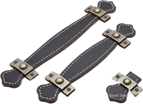 【進級・人気】ZsunNa 【3個セット】皮ラ手 鋼合製レザー取っ手 ヴィンテージスタイル ドア・引き出し用キット 耐久性家具ハンドル クローゼット用ストラップ 柔軟で衝撃吸収素材 モダン・トラディショナルデザイン対応 キャビネット/ワードローブ/スーツケ