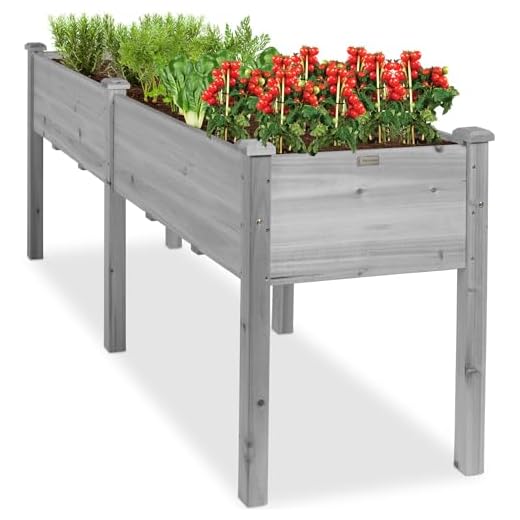 Best Choice Products 72x24x30in Raised Garden Bed, Elevated Wood Planter Box Stand for Backyard, Patio, Balcony w/Divider Panel, 6 Legs, 300lb Capacity - Gray