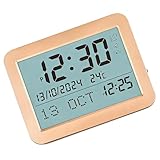 CAZSTYK Sveglia LCD da tavolo quadrata in metallo con ampio schermo di visualizzazione ora, data, settimana, temperatura, retroilluminazione regolabile, orologio digitale grande display