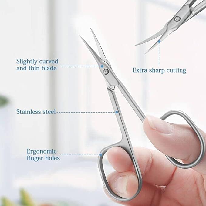 Miniatura 3 de AOMIG Tijeras de cutícula para uñas, 2 piezas afiladas curvadas multiusos de acero inoxidable tijeras de belleza cortador de manicura para uñas,