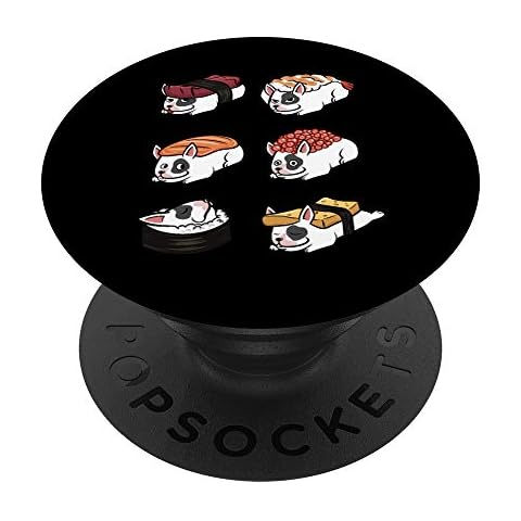 English Bull Terrier Sushi Funny Dog PopSockets Grip and Stand for Phones and Tablets Cover