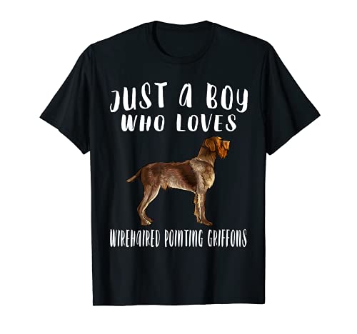 Im Just A Boy Who Loves Wirehaired Pointing Griffons Dog T-Shirt, Black