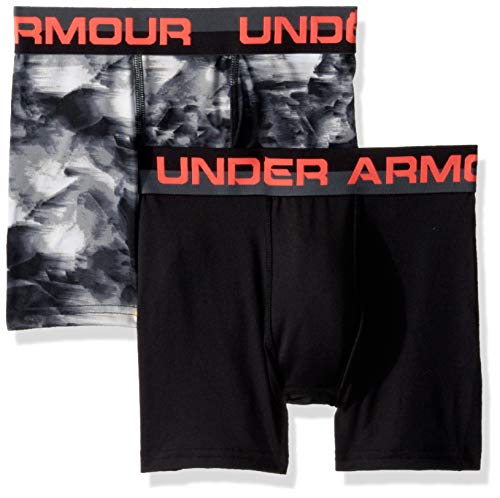 Under Armour Big Boy's 2 Pack Performance Boxer Briefs Underwear, Black F, YXL