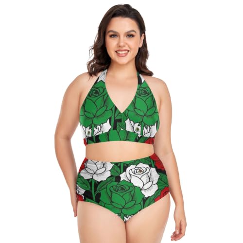 Maillot de bain 2 pièces à motif mexicain avec dos nu réglable anti-marques
