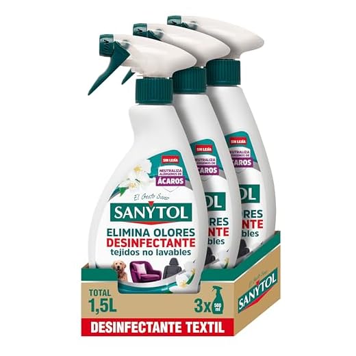 Sanytol – Spray Elimina Olores Desinfectante para Textiles, Elimina Malos Olores Persistentes y Neutraliza Alérgenos, Sin Lejía - Pack de 3 x 500 ml = 1,5L