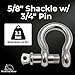 MarineNow US Type 316 Stainless Steel Bow Shackle with Over Size Screw Pin for Anchor, Towing, Off Road Recovery (0.625