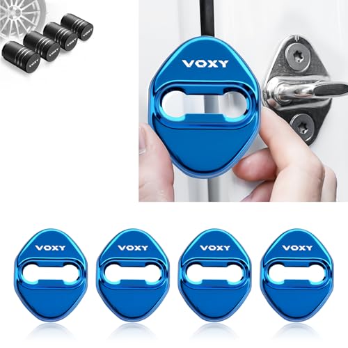 For ヴォクシー アクセサリー ドアストライカーカバー VOXY 車 専用設計 ヴォクシー 90系 80系 70系 カスタム 内装パーツ, ドアロックカバー 高級鏡面ステンレス製 改良式 4個セット(贈り物: ヴォクシー タイヤ バルブキャップ ) (ブ