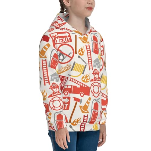 Firefighter Icons Kids Pullover Hoodies Boys Sweatshirts Girls Athletic Clothes with Pocket3