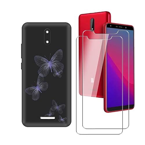 JIENI Silicona Funda + [2 Piezas] Cristal Templado para BLU Studio X12 (6.00"), Protección Completa, Prueba de Golpes, Anti-Arañazos Revestimiento de Microfibra Suave-WM106 Cover