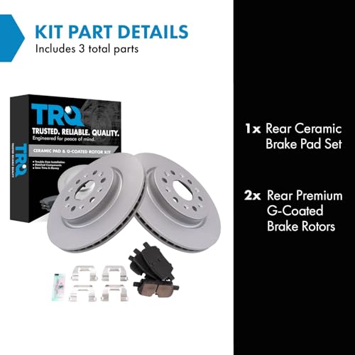 Image of TRQ Rear Brake Pad and Rotor Set Ceramic Coated Rotors Compatible with 2021 Cadillac XT5