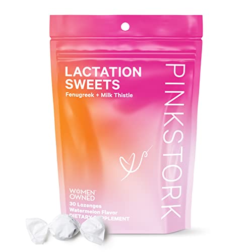 Image of Pink Stork Lactation Sweets: Lactation Support Supplement for Breast Milk Production & Supply, Fenugreek + Milk Thistle for Breastfeeding - 30 Watermelon Drops (Packaging May Vary)