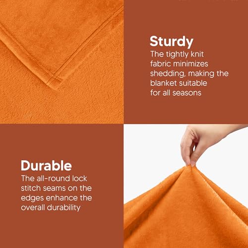 Image of Utopia Bedding Fleece Blanket Queen Size Burnt Orange 300GSM Luxury Fuzzy Soft Anti-Static Microfiber Bed Blanket (90x90 Inch)