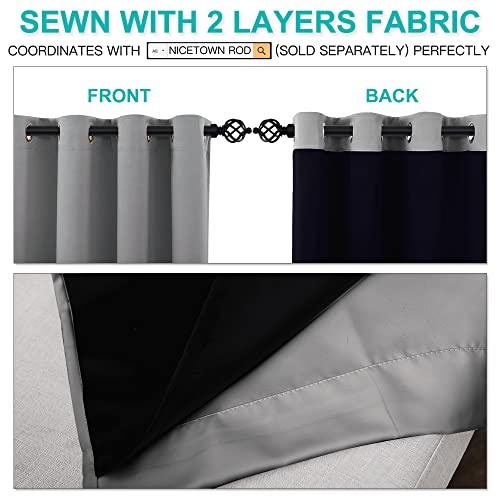 Image of NICETOWN 100% Blackout Blinds, Laundry Room Decor Window Treatment Curtains for Large Patio Sliding Door, Thermal Insulated Silver Grey Curtains for Bedroom, Set of 2, 52 inches x 108 inches