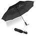 Umbrella, UROPHYLLA Unbreakable Travel Umbrella Windproof umbrella(60 MPH) Compact Automatic Open and Close Umbrella Lightweight 8 Ribs Golf Umbrellas One Handed Operation with Light Reflective-Black