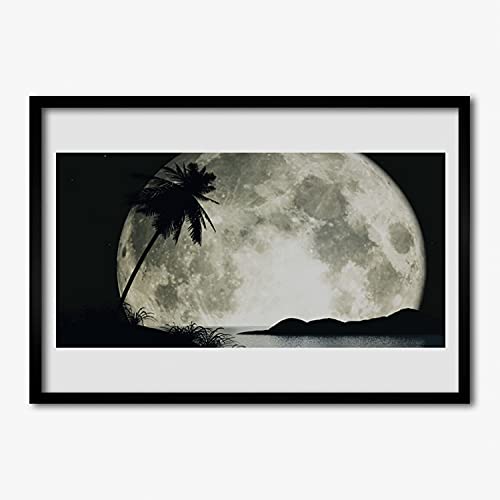 Affiche encadrée 70x50 cm Tulup cadre MDF noir déco murale salon motif Nuit Moon Palmycape