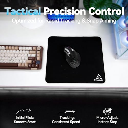 Image of SOLAKAKA EP9 FPS Gaming Mouse Pad- 4MM Thick13.8 x11.8 (350x300mm),Black Mouse Pad, Micro-Woven Precision Surface, Non-Slip Rubber Base, Stitched Edge- FPS,MOBAs,RTS,MMO