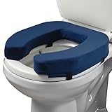 Lunderg Padded Toilet Seat Riser for Seniors - Adds 2 inches. Universal Fit - FIRM Raised Toilet Seat Cushion with High-Density Foam for Enhanced Comfort & Elevation. Post-Surgery Must have (Blue)