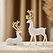 Christmas Decorative Gift 2PCS Deer Sculpture 3D Geometric Deer Ornaments Used to Set Off The Festive Atmosphere Fireplace Dining Table Living Room Decoration (3D Geometric White)