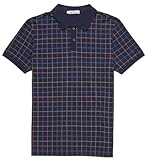 Fermeture à boutons Ben Sherman Polo à carreaux Tattersall pour homme - Taille 2XL-5XL, bleu marine, 3XL