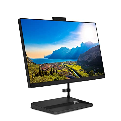 Image of Lenovo IdeaCentre AIO 3 21.5 inches Full HD IPS All-in-One Desktop (AMD Ryzen 3 /8GB /1TB HDD /Windows 11 /MS Office 2021 /AMD Radeon Graphics /HD 720p Camera /Wired Keyboard, Mouse), Black, F0G6008WIN
