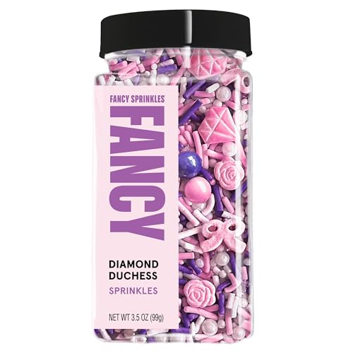 Image of Fancy Sprinkles Diamond Duchess Sprinkles | Bow, Rose, Pearl & Diamond Shaped Candy | Pink, Purple & White | Cake, Cupcake & Cookie Decorating | Bridal & Birthday | 1 Pack (0.5c)
