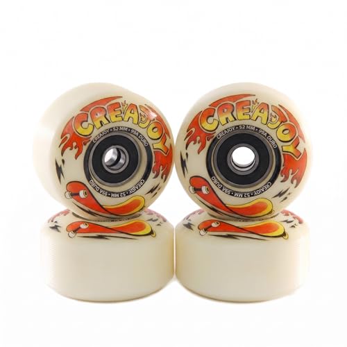 CREAJOY Skateboard Wheels 52mm 99a with Bearings, Set of 4