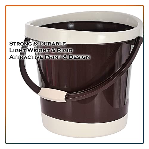 Image of Kuber Industries Plastic Unbreakable Strong Bathroom Ultra Bucket with Handle,18 Ltr,(Brown)